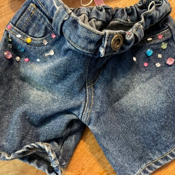 Build a Bear Outfit Denim Rhine Stone Jeans White Flower Top  Pink Underwear - Picture 6 of 8